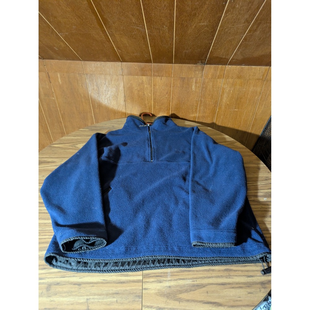 Most Wanted Mens XXL Fleece Quarter Zip Pullover Navy Blue Jacket Drawstring Hem